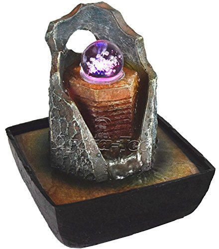 Agora-Tec - Fontaines d'intérieur Magic avec rotation sphère de verre avec quatre couleurs LED éclairage, très agréable ruisseau tranquille - 21 cm de haut