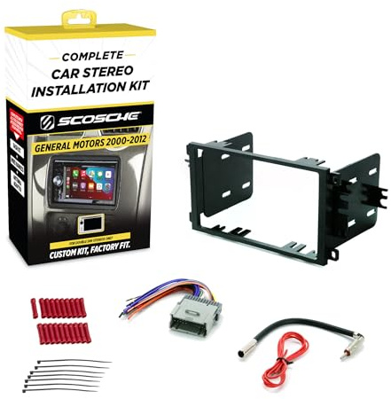 Scosche ICGM8BN Double DIN Radio Installation Dash Kit Compatible with Select 2000-2012 General Motors Vehicles - Complete Basic Aftermarket Car Stereo Install Kit- See Fit Guide Image for Vehicles