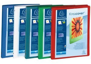 Exacompta 5 x Präsentationsringbuch Kreacover A4 15mm 4 Ringe farbig Sortiert