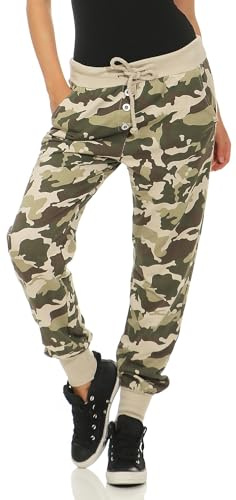 Malito CamouflagePantaloni Boyfriend Harem Aladin Sbuffo Pantaloni Pump Baggy Yoga 8019 Donna Taglia Unica (Beige)