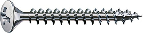 SPAX Vis universelle, 3,5 x 16 mm, lot de 1000 pièces, cruciforme Z2, tête fraisée bombée, filetage complet, 4CUT, nickelé, E1J, 0241030350165