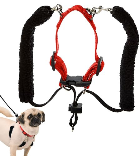 Sporn Original Dog Halter, No Pull Dog Harness, Durable Nylon Collar with Padded Restraint Sleeves for Medium Breeds, No Choke Design, Adjustable Fit, Easy On/Off, Red, Medium