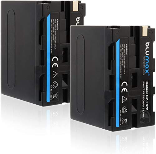 Blumax 2X NP-F970 / NP-F960 Akku mit LG Zellen - kompatibel mit Sony NP-F990 NP-F550 NP-F750 (2X NP-F970-7850mAh Li-Ion 7,4V 58.1Wh)