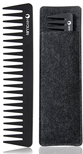 HYOUJIN 601 Carbon Wide Tooth Comb Detangler Comb for Detangling Wet Hair