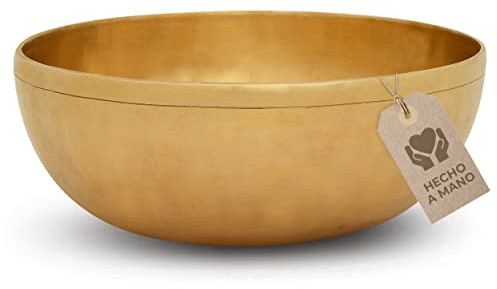 MASSAGE-EXPERT Cuenco tibetano de corazón grande, Ø 22,5 cm, 1.275 g - Sonido agradablemente profundo para un masaje sonoro eficaz y sonoterapia en la zona superior del cuerpo. Calidad profesional.