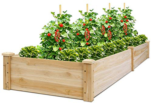 Giantex Raised Garden Bed Planter, Wooden Elevated Vegetable Planter Kit Box Grow for Patio Deck Balcony Outdoor Gardening, Natural
