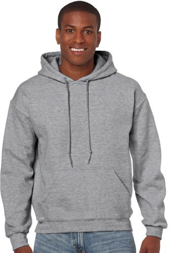 GILDAN Herren Adult 50/50 Cotton/Poly. Hooded Sweat Sweatshirt, Grau (Sport Grey), Large (Herstellergröße: L)
