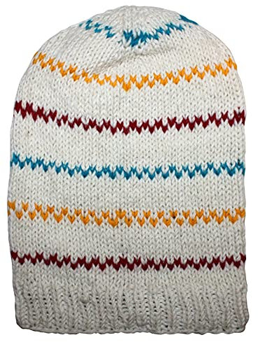 Freak Scene Berretto di Lana Oversize - Cappello Caldo Fatto a Maglia - Beanie Lungo - Bianco - Multicolore