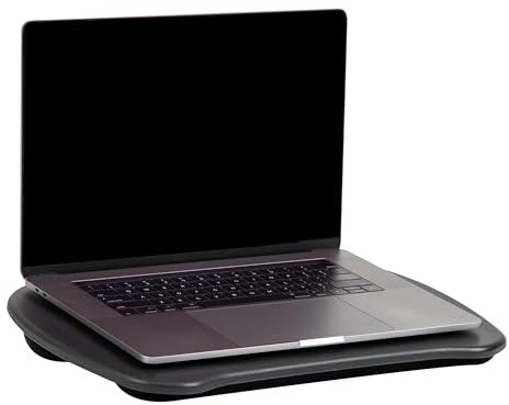 Mind Reader Tragbarer Laptop-Schreibtisch mit Griff, integriertes Kissen für Komfort, Schwarz, 12.5 D x 17 W x 3 H
