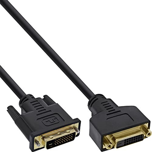 InLine 20200 Cavo DVI-D 24+1 Maschio a DVI-D 24+1 Femmina, PIN Dorati, Dual Link, 5M - Nero