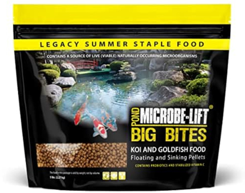 MICROBE-LIFT MLLBBLG Big Bites Fish Food Pellets for Ponds, Water Gardens, and Fountains, for Large Live Goldfish and Koi, 6 Pounds