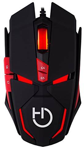 Hiditec MICRURUS USB-mus laser 8100 DPI – mus (högerhänta, laser, USB, 8100 DPI, svart, röd)