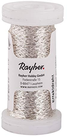 UNKNOWN Rayher 2426022 Effektdraht, 0,25 mm ø, silberfarben, Spule 60 m, im SB-Beutel, Grundmaterial Messing, feiner Draht zum Basteln, Bindedraht, Wickeldraht, Schmuckdraht