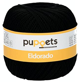 Puppets Eldorado Stärke 10 4574010-04251 schwarz Häkelgarn, 100 % Baumwolle