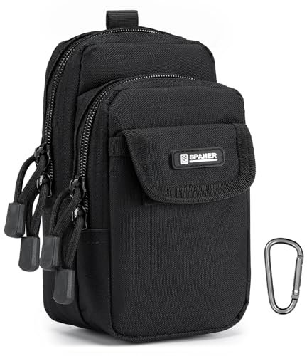 SPAHER Marsupio Tattico Militare Cintura Borsello Porta Cellulare, da Collo, da Uomo Lavoro, Molle