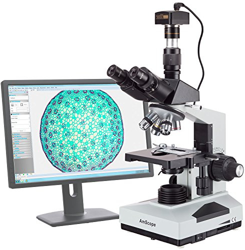 AmScope - 40X-2000X Lab Clinic Veterinary Trinocular Compound Microscope with 5MP Camera - T490B-5M