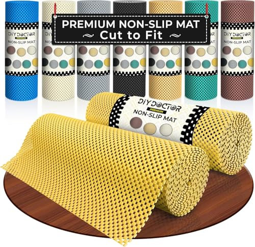 DIY Doctor - 2x Anti Slip Gripper Rolls - (190x30cm each) - Ultimate Extra Thick 400gsm – Non Slip Rubber Matting Rug - Shelf Drawer Liner - Multiple Uses - Yellow