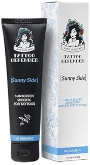 Tattoo Defender - Sunny Side 100ml - SPF 30-50 - Crema Solare Per Tatuaggi - Mantiene Brillanti i Tatuaggi - Dona Un'Abbronzatura Omogenea