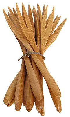House Doctor 205400105 Gabel, Bamboo, 12 Stück/Pack, l: 14 cm, Aluminium, Holzfarbe