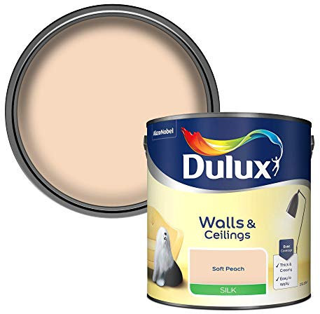 Dulux Silk Emulsion Paint For Walls And Ceilings - Soft Peach 2.5 Litres