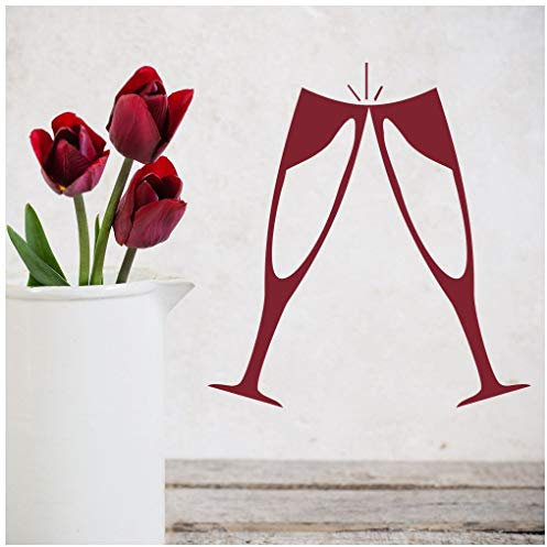 azutura Champagne Glass Cafe Restaurant Bar Wall Sticker available in 5 Sizes and 25 Colours Moss Green