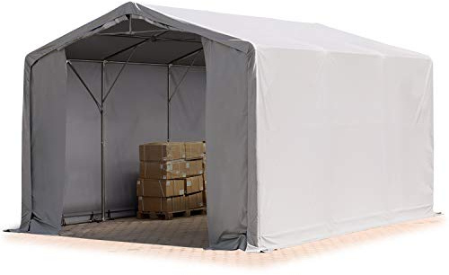 TOOLPORT Zelthalle 6x6 m / 3m Seitenhöhe Garage Industriezelt Lagerhalle PVC Plane 850 N wasserdicht grau