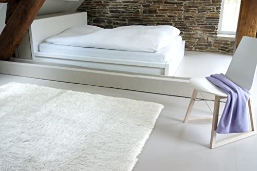 floor factory Hochflor Shaggy Teppich Prestige weiß 80x150 cm - superweicher Flauschiger Langflor Teppich
