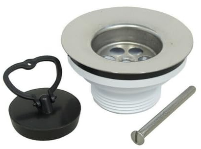 Schläfer 439715 - Ablaufventil Ablaufgarnitur 1 1/2 x 30mm Ø 65mm mit Stopfen und Griffbügel Edelstahl für Spülbecken Waschbecken Küchenspüle Stöpsel Dusche Ablauf, Ø 65 mm