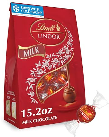 Lindt LINDOR Milk Chocolate Candy Truffles, Milk Chocolate with Melting Truffle Center, 15.2 oz. Bag