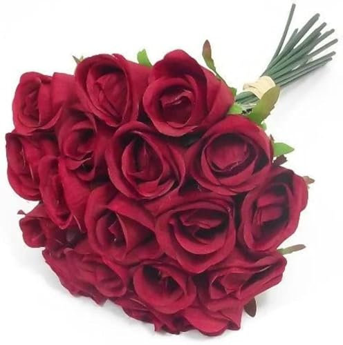 A1-Homes Artificial Roses, Bundle of 18 Artificial Red Roses, 30cm Bunch of Fake Flowers for Decoration, Artificial Flowers for Outdoor & Indoor Events Wedding Party Home Decoration