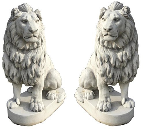 Antikes Wohndesign XXXL Löwe Löwen Tierfigur Torwächter Türwächter Steinfigur Steinskulptur Garten rechts und Links