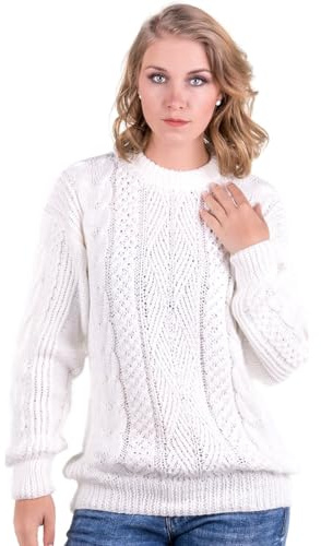 Gamboa Alpaca Maglione Donna Lana Pullover Maglia Elegante Estate Invernale Manica Lunga Collo Rotondo