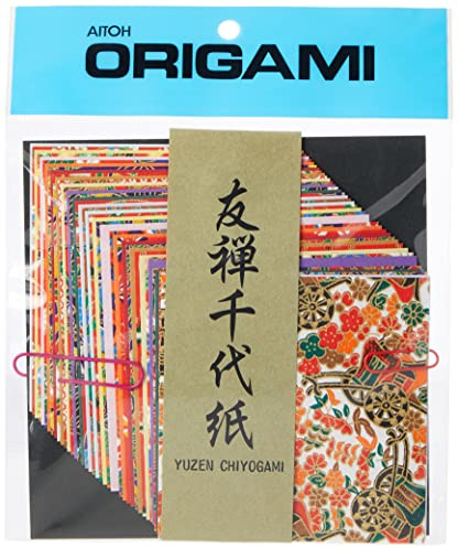 Aitoh Yuzen Washi Chiyogami Origami Paper, 4 by 4-Inch, 40-Pack