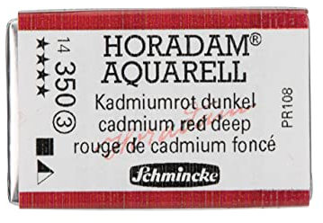 Schmincke – HORADAM® AQUARELL - feinste Künstler-Aquarellfarben, 350 Kadmiumrot dunkel, 14 350 043, 1/1 Näpfchen