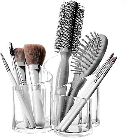 PMLAND Large Wavy Acrylic Makeup Brush and Cosmetic Holder