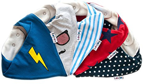 Lovjoy Bandana babyhalsduk haklapp, triangulär halsduk, för 0–3 år, 5-pack (liten hjälte)