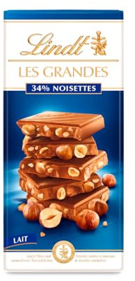 Lindt - Tablette 34% Noisettes LES GRANDES - Chocolat au Lait, 150g