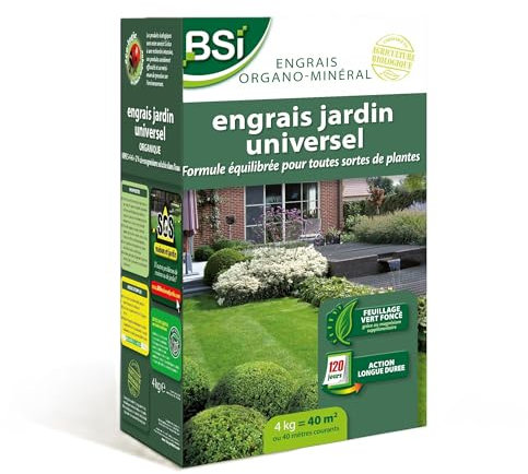 BSI - Engrais - Végétaux Multiples - Universel - Bio - Organo-Minéral - Pour Gazon - Potager - Fleurs Et Autres - Action Longue Durée - 1Kg + 250g Gratuit - Jusqu'à 40 m² - UAB