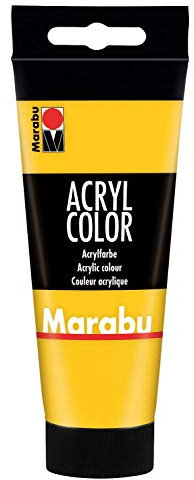 Marabu Acryl Color - Vernice acrilica cremosa a base d'acqua, Giallo intermedio, 100 ml,