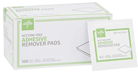 Medline Adhesive Remover Pads, Acetone-Free, 2-Ply, Box of 100