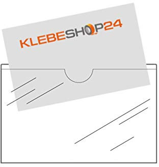 Visitenkartentaschen selbstklebend | Mit Daumenausstanzung oben | Transparent | 20 oder 100 Stück | 95 x 60 mm | Breite Seite offen | Visitenkartenhüllen zum Einkleben | Kartenhüllen zum Kleben / 20 Stück