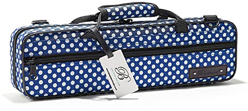 Beaumont Blue Polka Dot Flute Case - Lightweight Canvas C Case With Shoulder Strap for Yamaha, Jupiter, Trevor James Flute