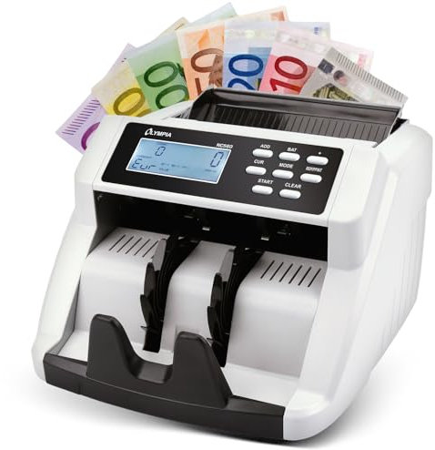 Olympia NC 570 Geldzählmaschine (für Scheine, Echtheitsprüfung, Gemischte Banknoten, LCD-Display, Geldzähler-Maschine für Euro, Dollar, Pfund etc., Profi Geldscheinzähler mit Sortiermodus)