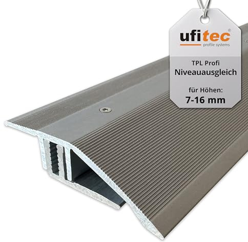 ufitec Profilsystem für Parkett- und Laminatböden - für Belagshöhen von 7-16 mm - viele Farben lieferbar (Niveauausgleichsprofil, Bronze Hell, 90 cm länge)