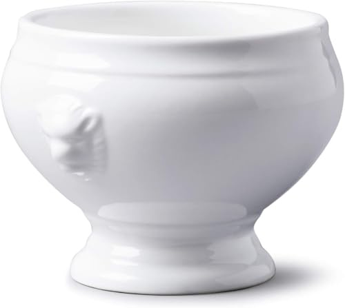 WM Bartleet & Sons 1750 T148 Traditional Porcelain Lions Head Design Individual French Onion Soup and Stew Bowl 350ml – White