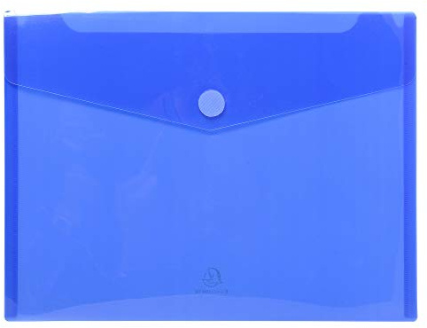 Exacompta - Ref 56420E - PP Envelope Pocket - Suitable for A4 Documents, Hook & Loop Closure, 0.2mm Translucent Polypropylene - Assorted Colours (Pack of 5)