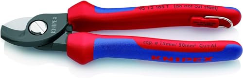Knipex Kabelschere brüniert, mit Mehrkomponenten-Hüllen, mit Befestigungsöse zum Anbringen einer Absturzsicherung 165 mm 95 12 165 T