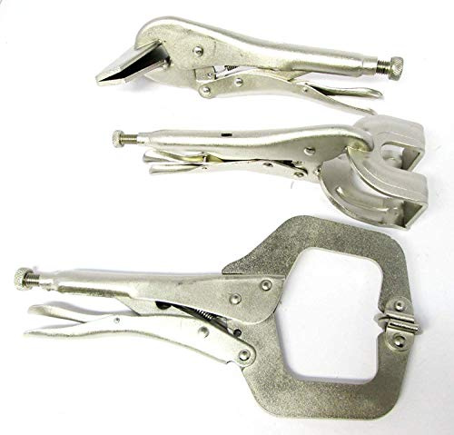 3PC Welding Clamps Plier Set C Clamp Mole Vice Grip Locking Pliers Sheet Metal