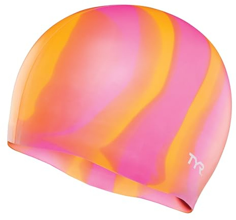TYR Multi Silicone Cap, Orange/Pink, 7 x 4 x 1 inche