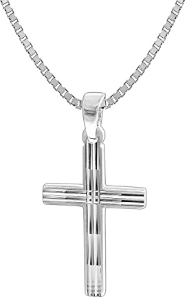 trendor Kreuz mit Herren-Halskette 925 Silber 50 cm Kette Herren, Kreuz-Anhänger, modische Geschenkidee, zeitloser Herrenschmuck 35851